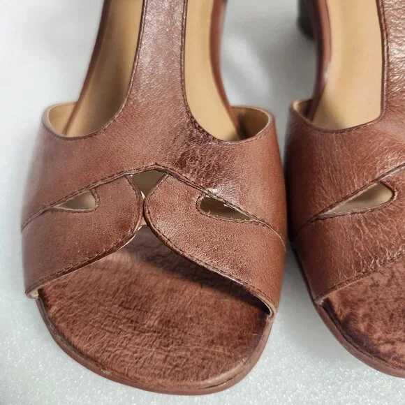 Miz Mooz Carter Leather Open Toe T-Strap Sandals Size 40 US 9 Brown - Picture 3 of 14